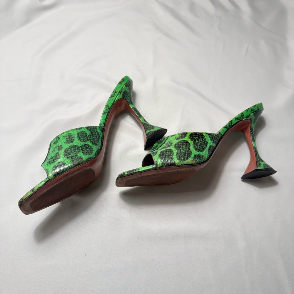 Amina Muaddi Lupita Heels in Green Snake Print Heels - Picture 3 of 5